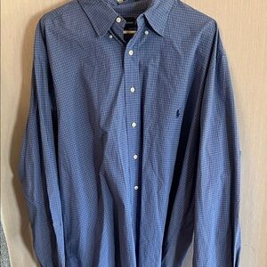 Polo by Ralph Lauren Navy Blue Micro-Check Long-Sleeve Button-Down Shirt